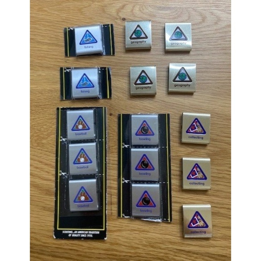 Boy Scouts of America Merit Badge Slides Mixed Lot 15pc Silver Good Sport Academ